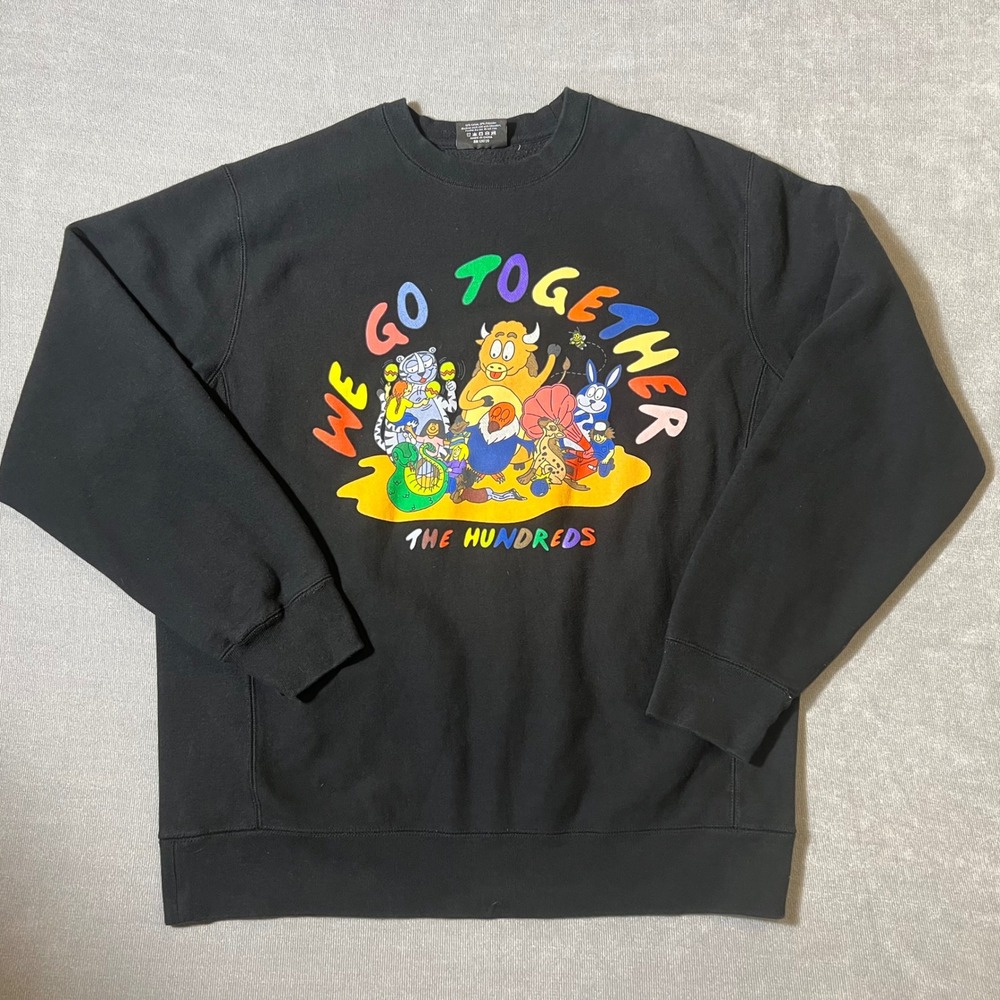 The Hundreds We Go Together Graphic Sweatshirt Black Crewneck Mens XL Streetwear